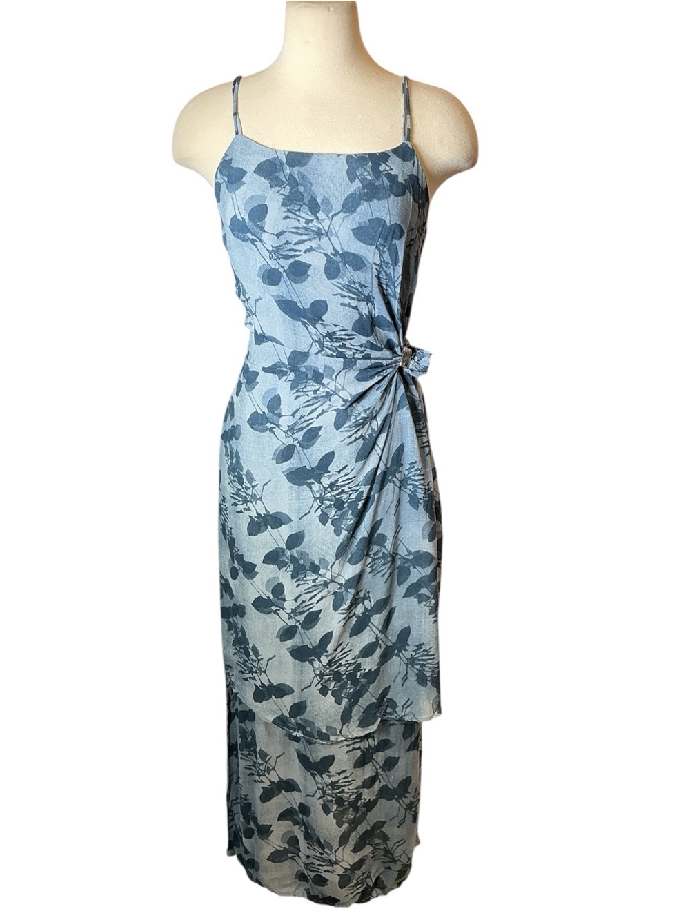 Y2K Joseph Rickoff Blue Floral Party Gown Maxi Dress Size 8